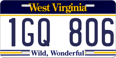 WV license plate 1GQ806
