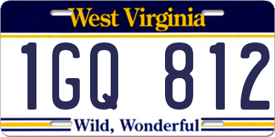 WV license plate 1GQ812