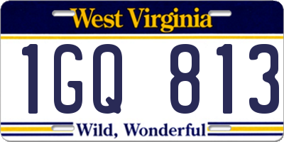 WV license plate 1GQ813