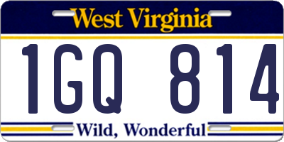 WV license plate 1GQ814