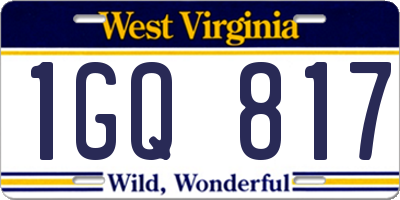 WV license plate 1GQ817