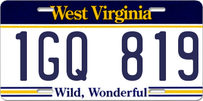 WV license plate 1GQ819