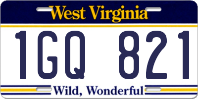 WV license plate 1GQ821