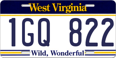 WV license plate 1GQ822