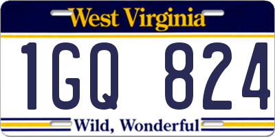 WV license plate 1GQ824