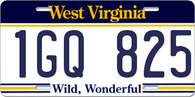 WV license plate 1GQ825