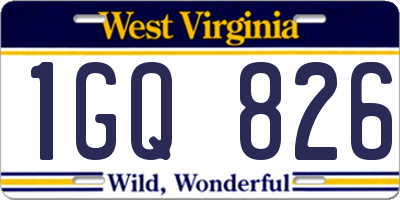 WV license plate 1GQ826