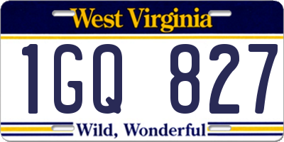 WV license plate 1GQ827