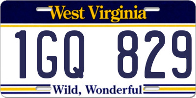 WV license plate 1GQ829