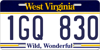 WV license plate 1GQ830