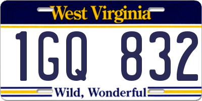WV license plate 1GQ832