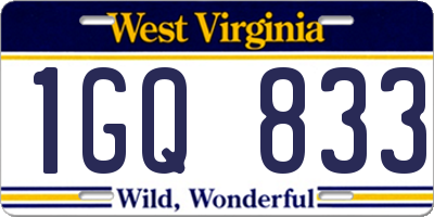 WV license plate 1GQ833