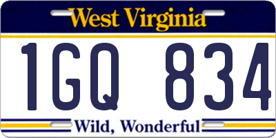 WV license plate 1GQ834