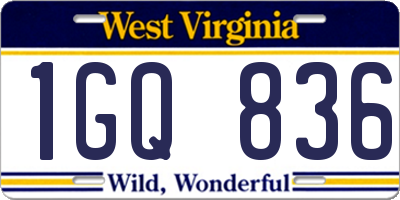 WV license plate 1GQ836