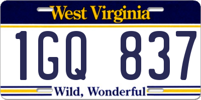 WV license plate 1GQ837