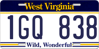 WV license plate 1GQ838