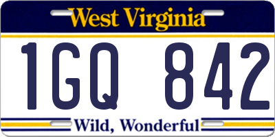 WV license plate 1GQ842