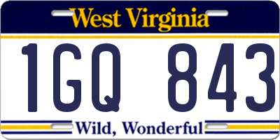 WV license plate 1GQ843