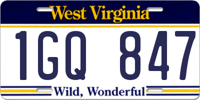 WV license plate 1GQ847