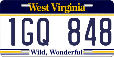 WV license plate 1GQ848