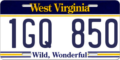 WV license plate 1GQ850