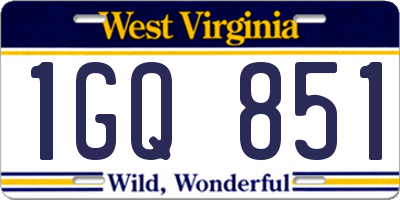 WV license plate 1GQ851