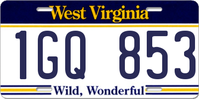 WV license plate 1GQ853