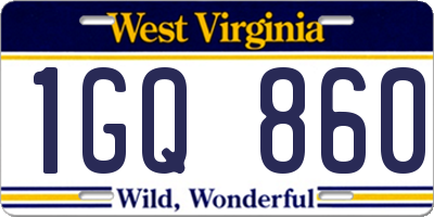 WV license plate 1GQ860