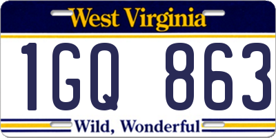 WV license plate 1GQ863