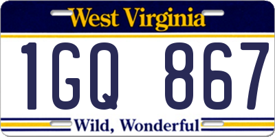 WV license plate 1GQ867