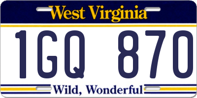WV license plate 1GQ870