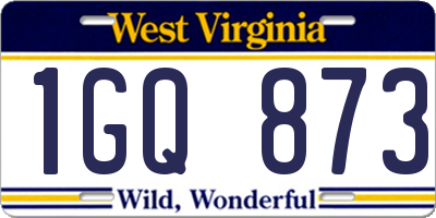 WV license plate 1GQ873