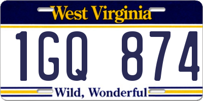 WV license plate 1GQ874