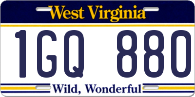 WV license plate 1GQ880