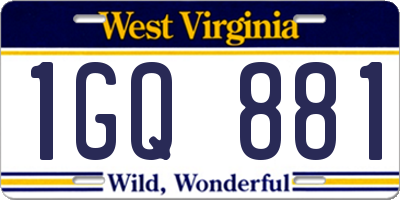 WV license plate 1GQ881