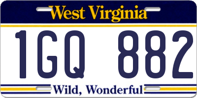 WV license plate 1GQ882
