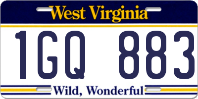 WV license plate 1GQ883