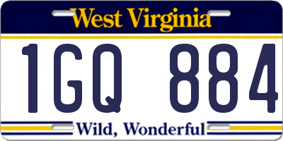WV license plate 1GQ884