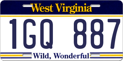 WV license plate 1GQ887
