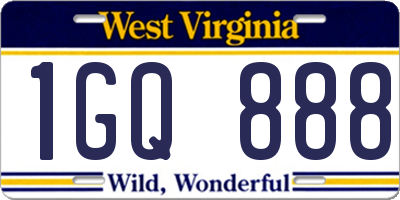 WV license plate 1GQ888