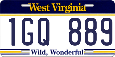 WV license plate 1GQ889