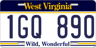 WV license plate 1GQ890