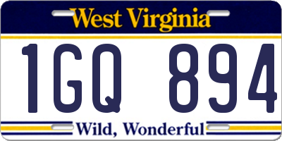 WV license plate 1GQ894