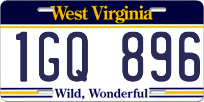 WV license plate 1GQ896