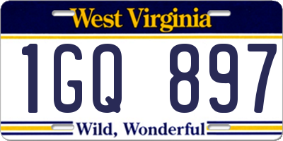 WV license plate 1GQ897