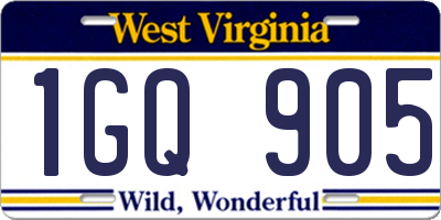 WV license plate 1GQ905