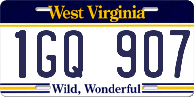 WV license plate 1GQ907