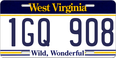 WV license plate 1GQ908