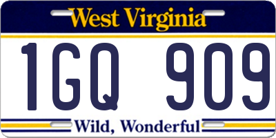 WV license plate 1GQ909