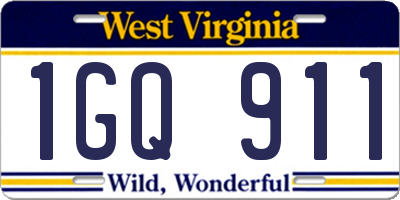 WV license plate 1GQ911